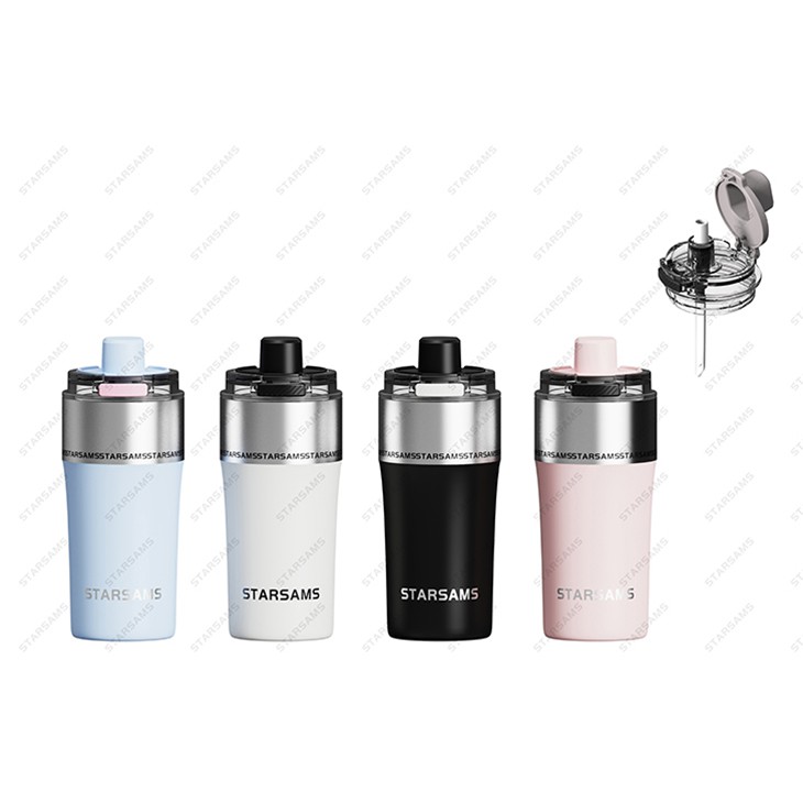 Waist-shaped Double Drink Car Cup With Pop-up Button